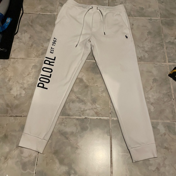 Polo Ralph Lauren Men's White Logo Embroidered Jogger Pants SZ Small - Picture 1 of 11